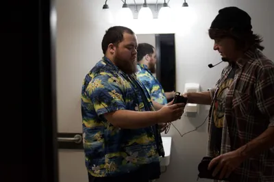 Two performers in a duet scene