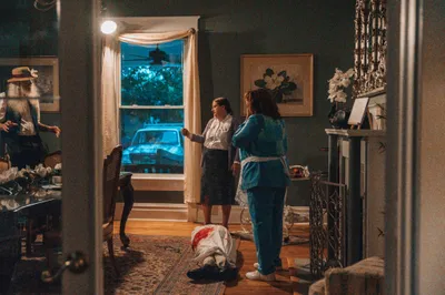 Dramatic scene with spotlight